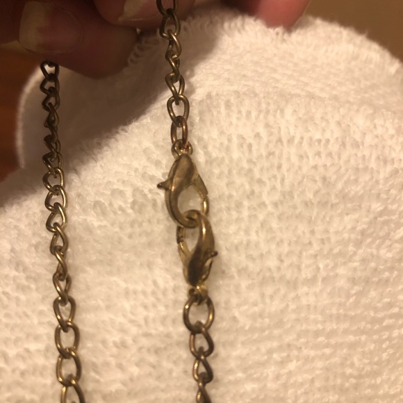 Navy And Light Blue Glass Beaded Dangle Fringe Gold Tone Vintage Necklace - Picture 5 of 8